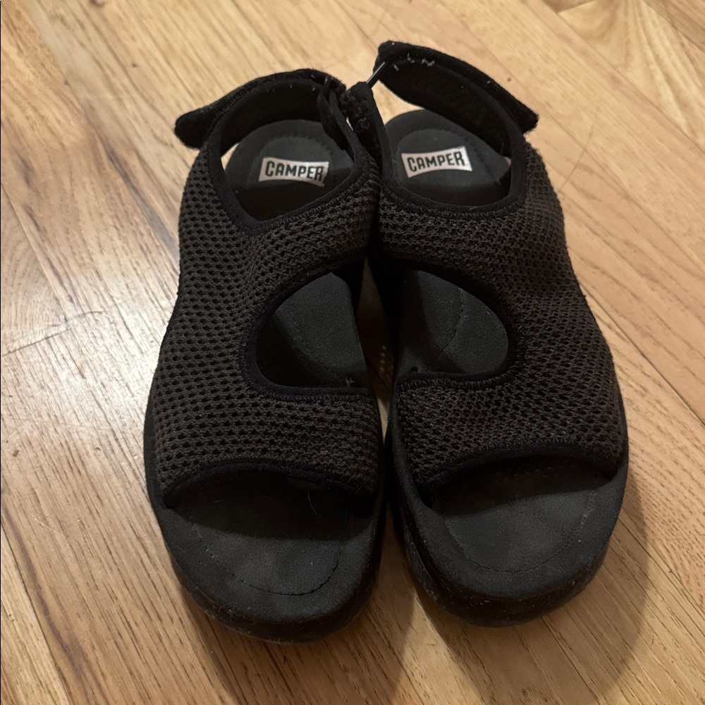 Camper Black Open-Toe Mesh Footwear